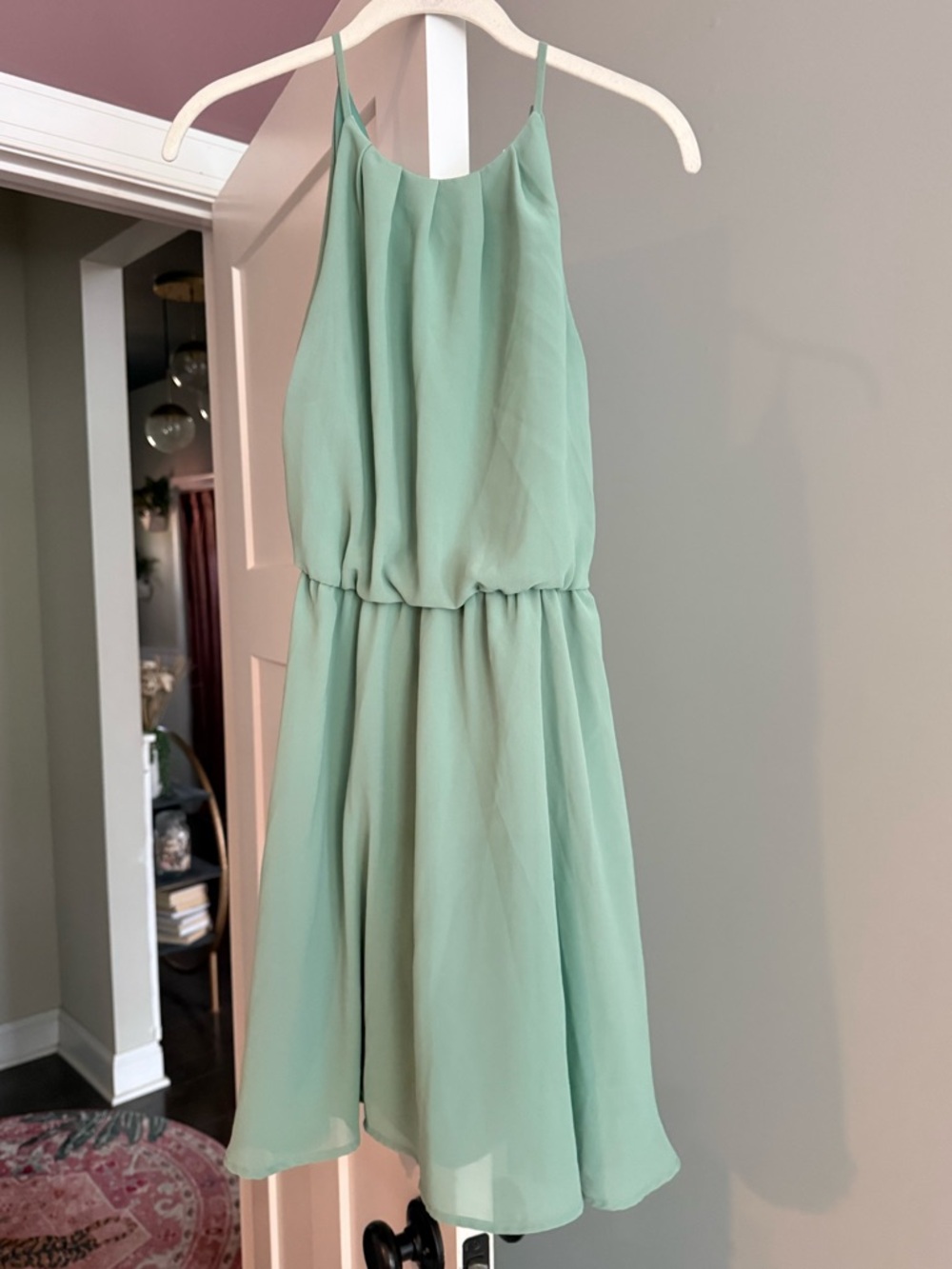 LUSH Mint Green Spaghetti Strap Chiffon Dress